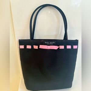 Kate Spade Black Tote with Pink Ribbon Detail New without tags